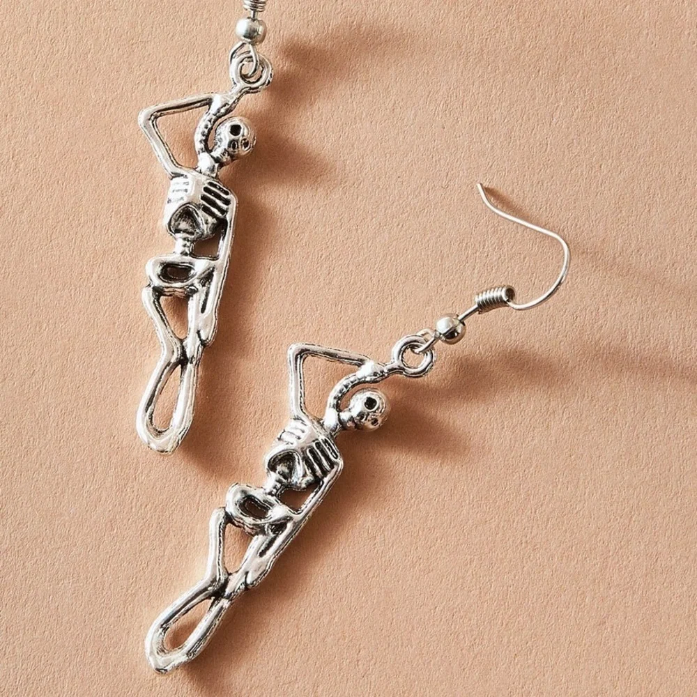 Silver Hanging Skeleton Earrings